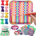 FUNiOi Kit de telar de tejer juguetes para niños, proyectos de manualidades de bricolaje de 6 agarraderas y 10 pulseras de la amistad, kits de tejido de telar cuadrado armable 2 en 1, ideas de regalo