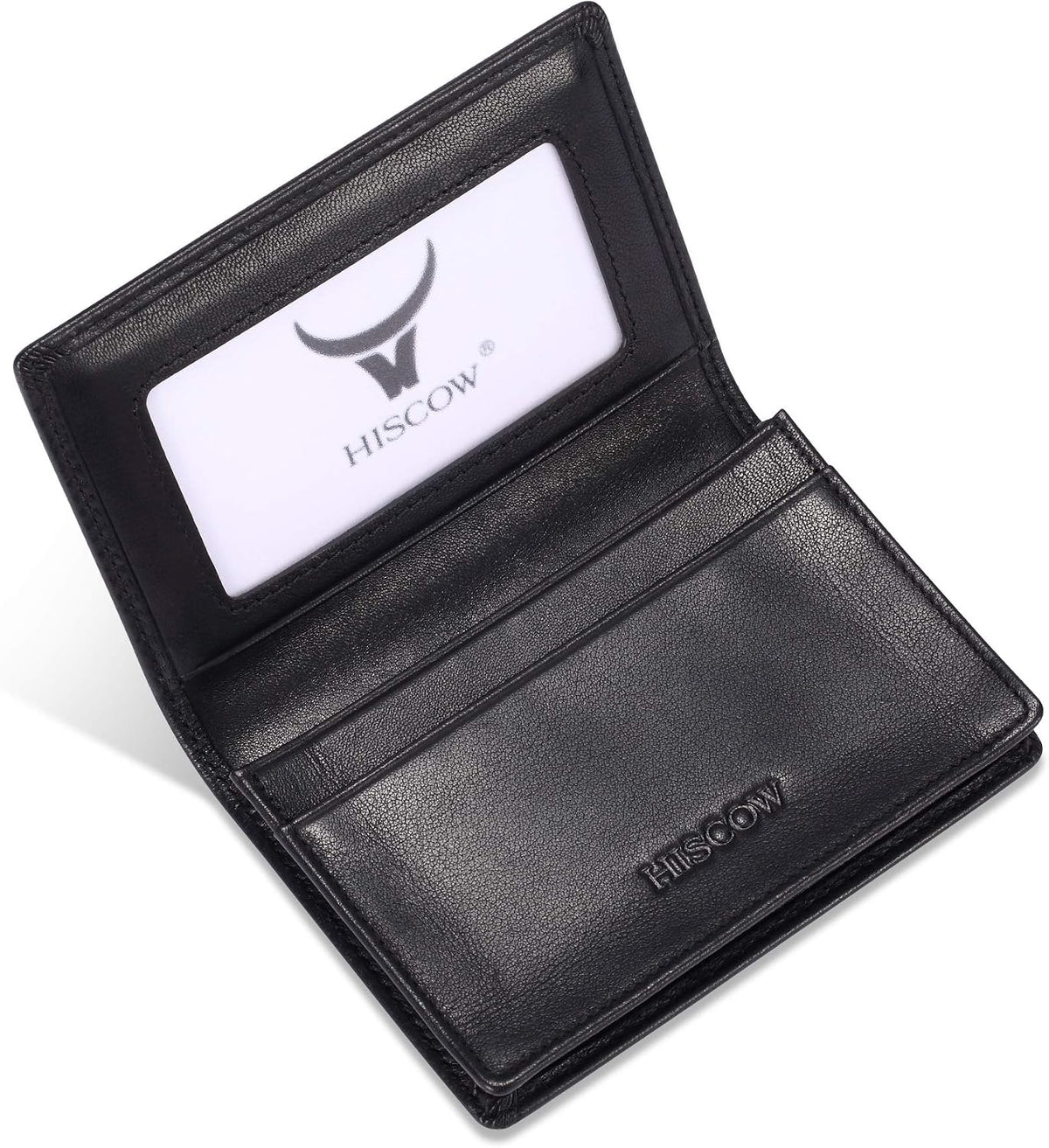 Funda de piel para tarjetas de visita para hombres y mujeres, piel de becerro italiana