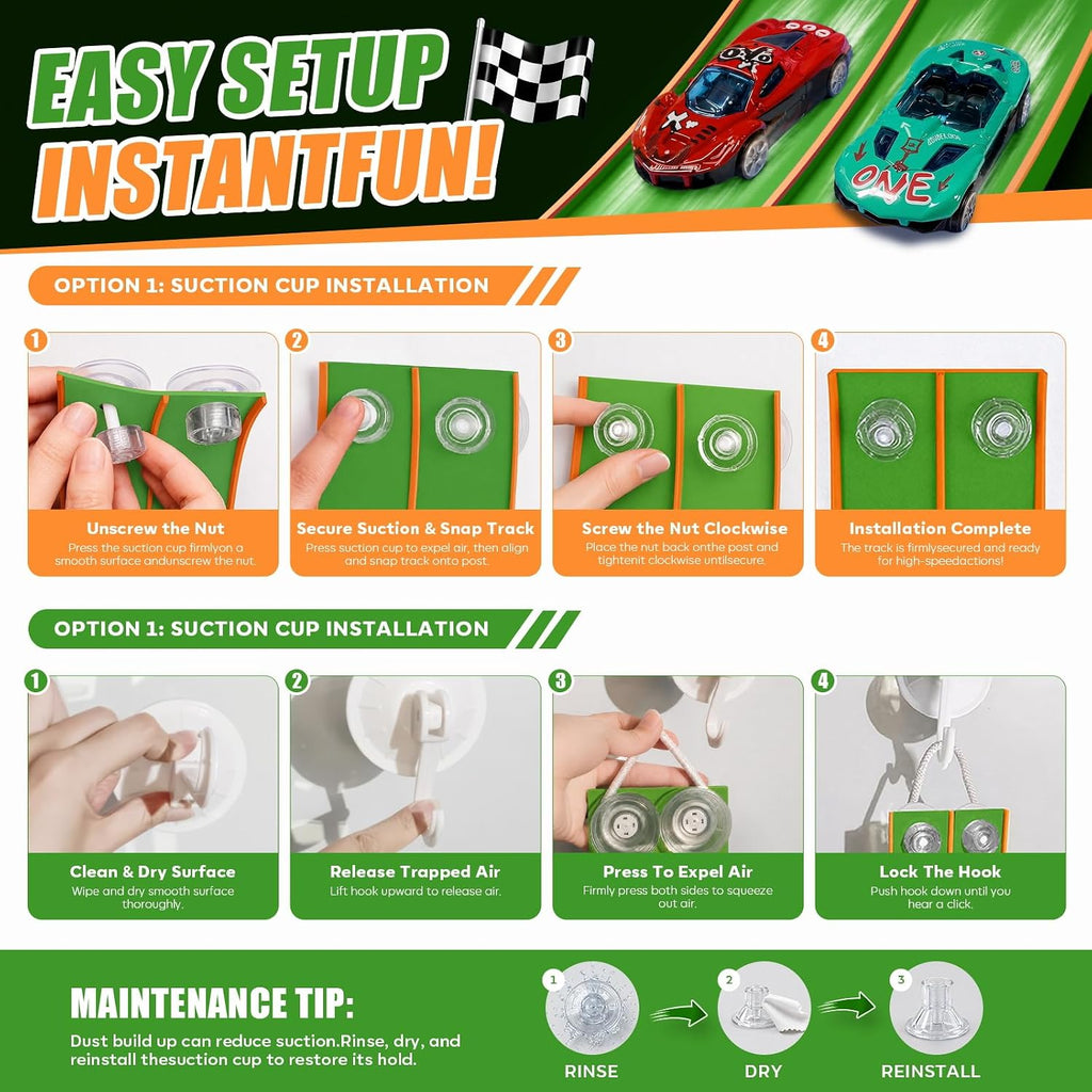 Pista de carreras flexible para niños, juego de pistas de doble