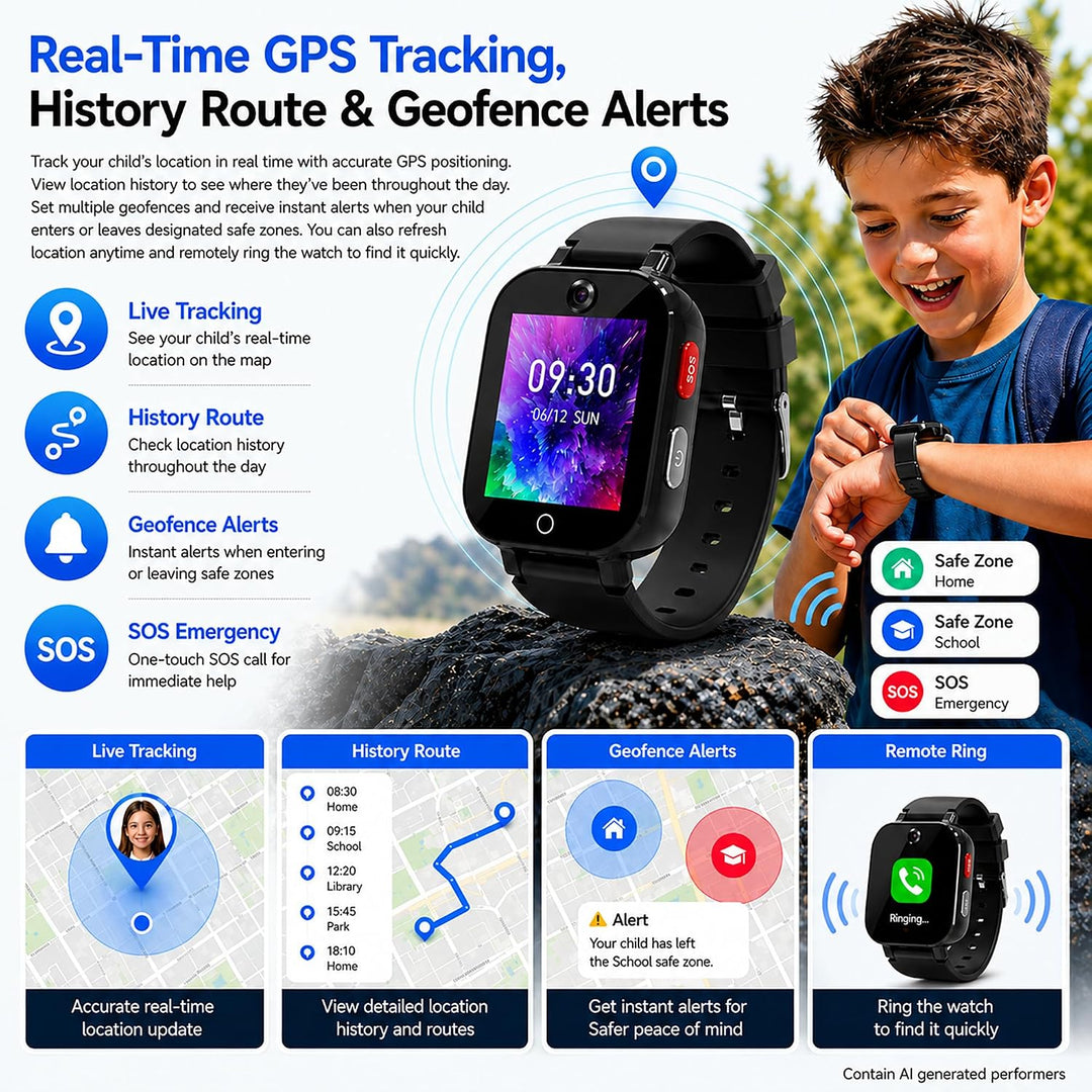 DXPICR Reloj inteligente 4G para niños con rastreador GPS, video y...