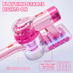 Set de 4 en 1 para niños: aspiradora de juguete para juego de simulación (Color Metálico Rosa)
