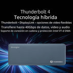 Kensington SD5900T - Estación de acoplamiento DisplayLink Thunderbolt 4, Quad 4K para MacBook Pro/Air M1/M2/M3/M4 con chipsets Pro y Max, 100 W PD, HDMI/DP/TB4, ranuras para tarjetas SD/Micro SD, azul