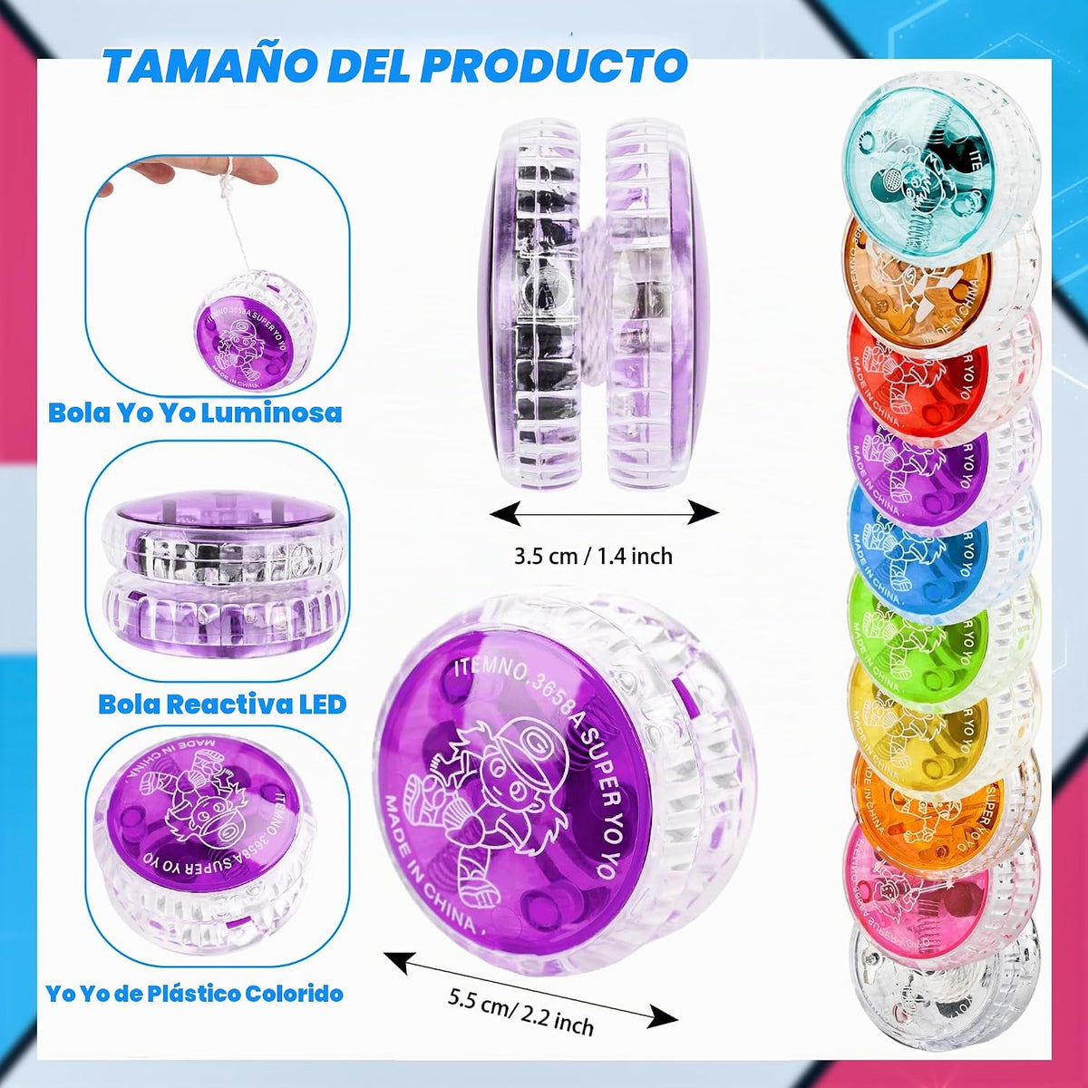 40 bolas de Yo Yo con luz colorida, bolas de respuesta LED a granel, bolas de retorno automático, Yoyo para niños, principiantes, cumpleaños, aula, bolsas, regalos, 10 colores