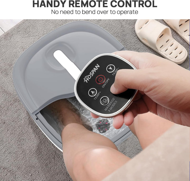 HOSPAN Masaje giratorio eléctrico plegable para pies, baño de pies...