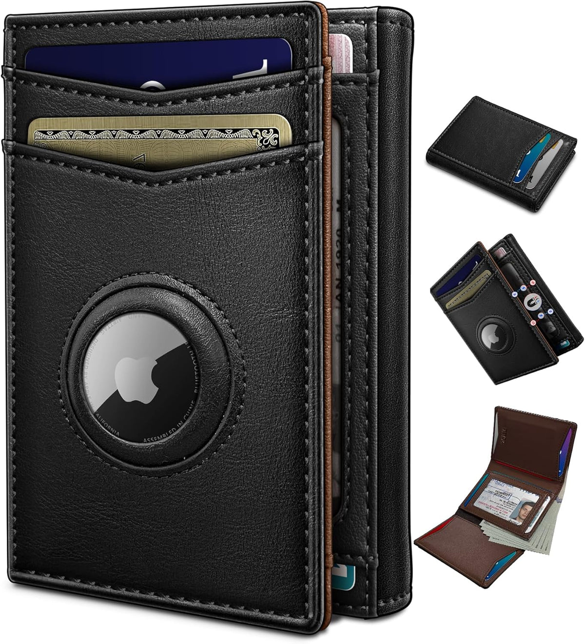 miyozi Billetera Airtag para hombre, con bolsillo para efectivo, 2...