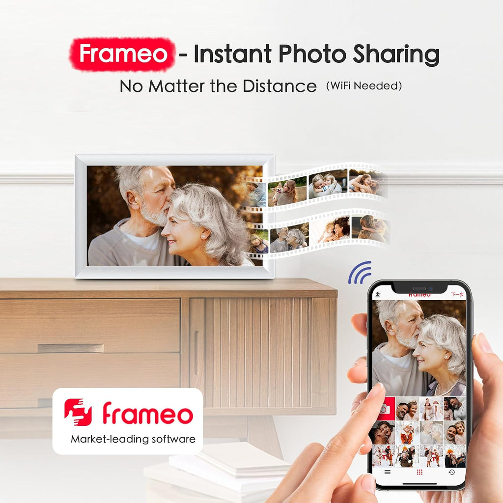 Frameo - Marco de fotos digital de 15,6 pulgadas, WiFi, marco de fotos digital de pantalla grande