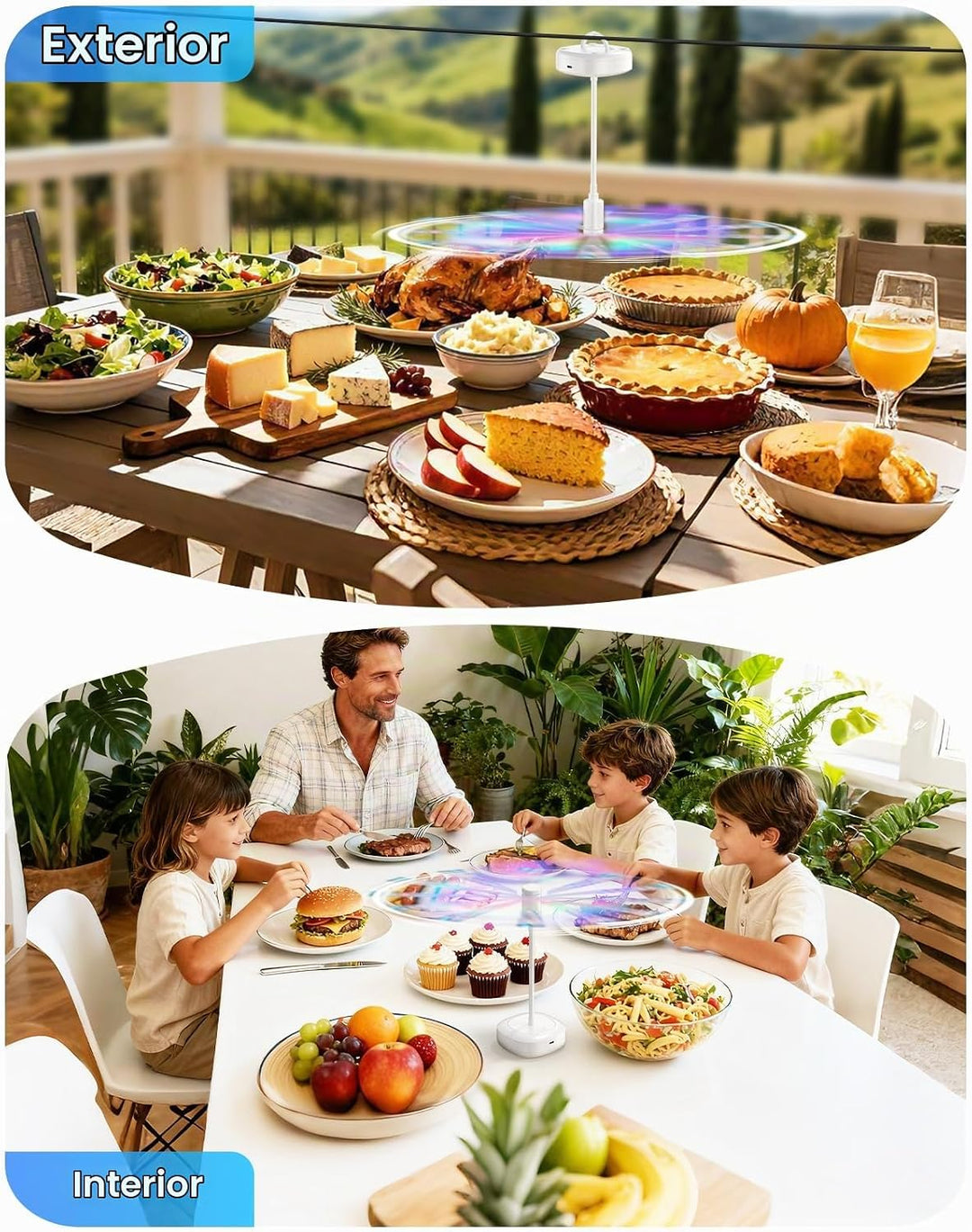 Edvision Fly Fans para mesas, ventilador de alimentos recargable de...