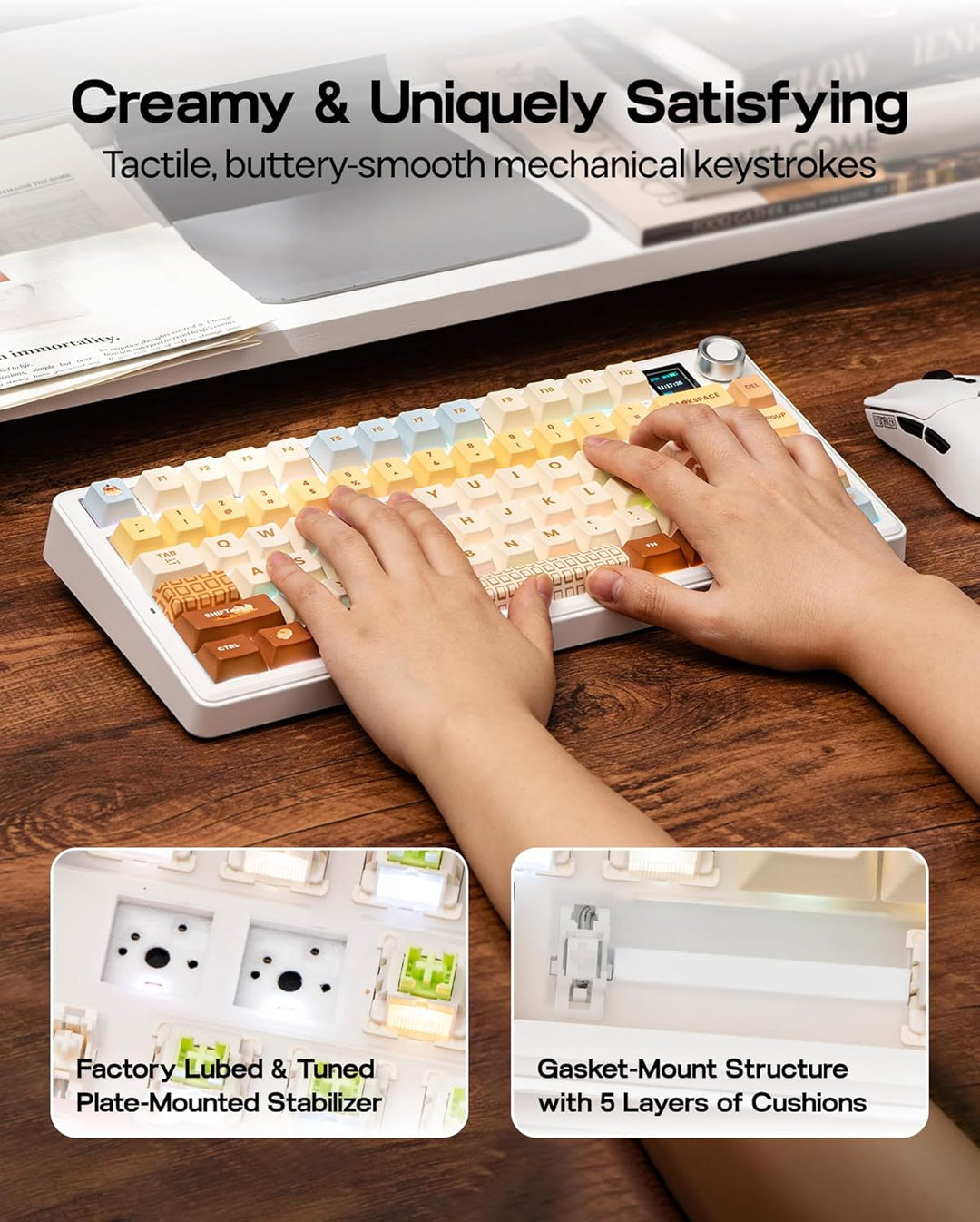 EPOMAKER X Aula F75 MAX Teclado mecánico inalámbrico con pantalla T...