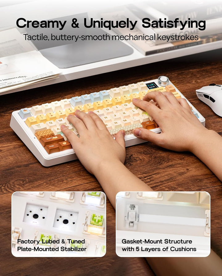 EPOMAKER X Aula F75 MAX Teclado mecánico inalámbrico con pantalla T...
