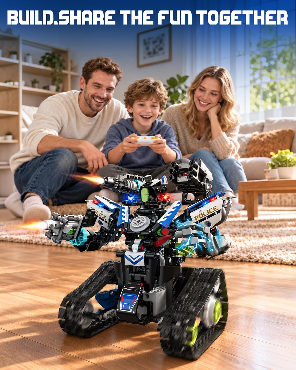 5-en-1 Kit de Robótica RC de Policía para Construir, control remoto y APP, Regalo STEM