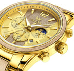 OLEVS Relojes de pulsera analógicos de cuarzo para hombre, cronógrafo, multifunción, fase lunar, fase luminosa, banda de silicona, relojes de pulsera
