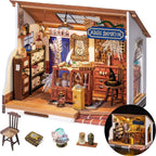 Rolife Kit de Casa en Miniatura DIY Casa Mágica, Kit de Casa Pequeña para Adultos para Construir, Kit de Fabricación de Mini Casa con Muebles, Halloween para Familia y Amigos (Kiki's Magic Emporium)
