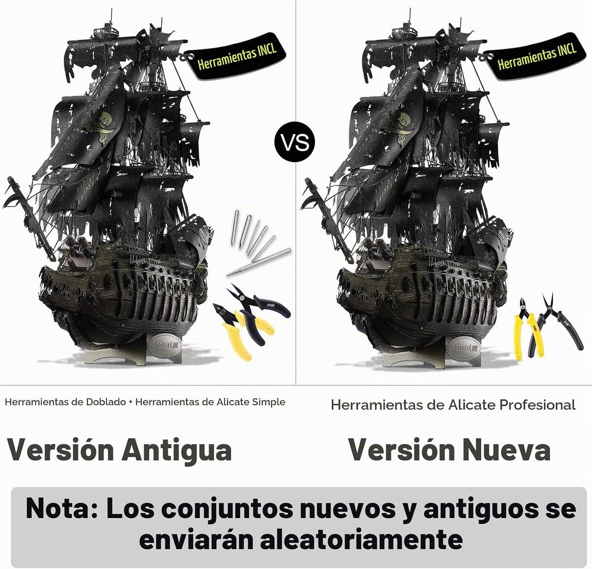 Piececool - Rompecabezas 3D con juegos de herramientas DIY, kits de construcción de modelo de barco pirata el Holandés Errante, rompecabezas 3D de metal difíciles para adultos, grandes regalos de