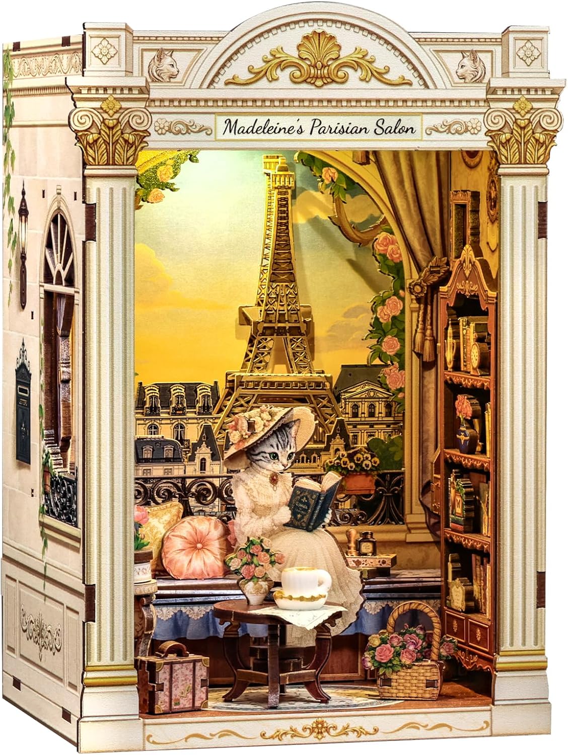 CUTEBEE Kit de rincón de libros, rompecabezas de madera 3D en miniatura