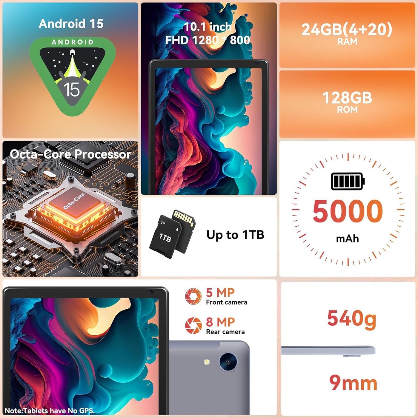 URAO Tableta, Tablet de 10.1" Android con procesador Octa-core...