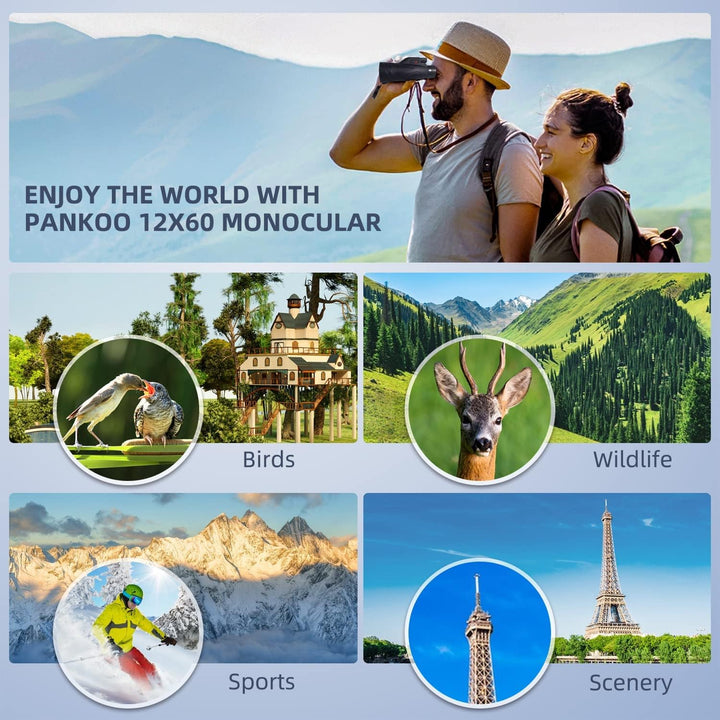 Telescopio monocular de 12 x 60 de alta potencia con