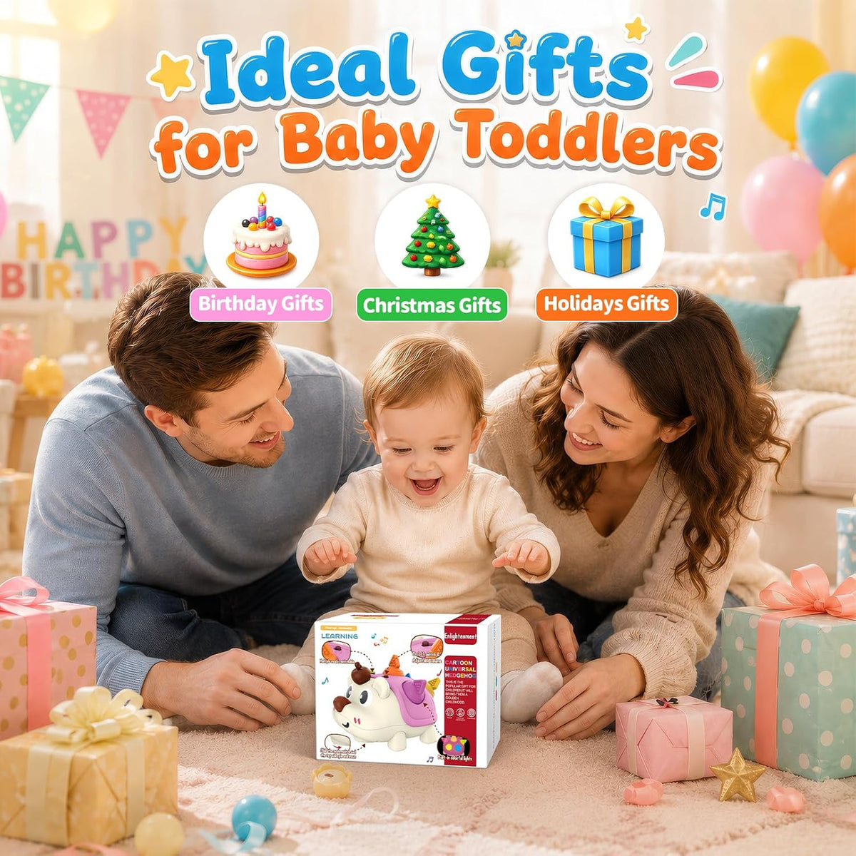 Juguetes para bebés y niños pequeños erizo, juguetes en movimiento con