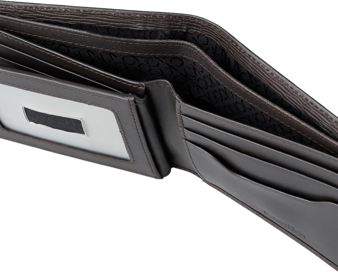 Calvin Klein Billetera plegable minimalista de piel RFID para hombr...