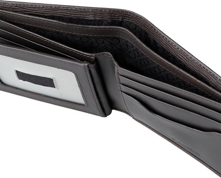 Calvin Klein Billetera plegable minimalista de piel RFID para hombr...