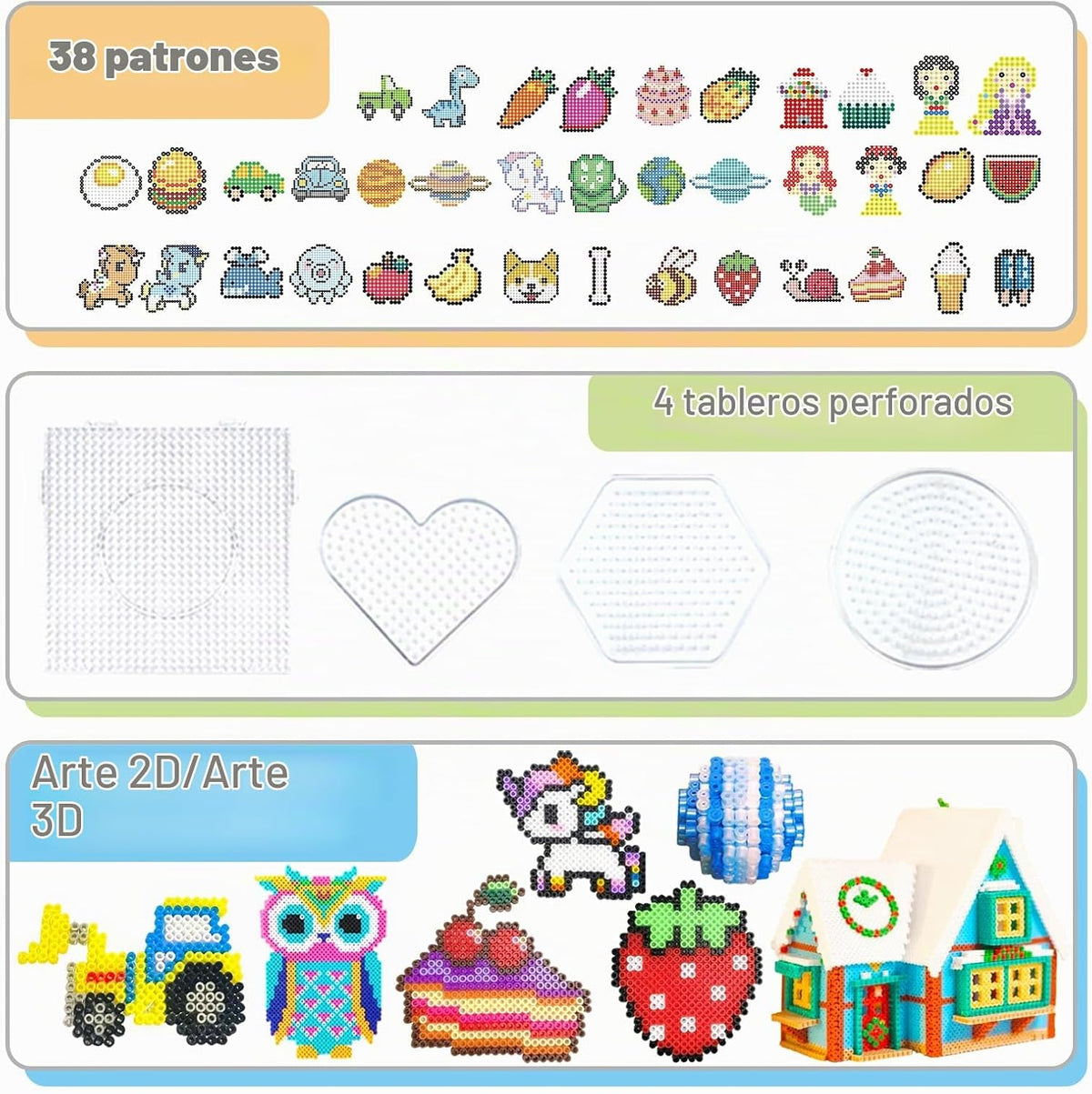 Kit de cuentas de fusibles para niños, 11000 cuentas fusibles, 20 colores de 0.197 in, kits de manualidades con caja de almacenamiento, tableros de clavijas y accesorios, juego de artes y manualidades para niñas y niños, regalos creativos de cumpleaños y