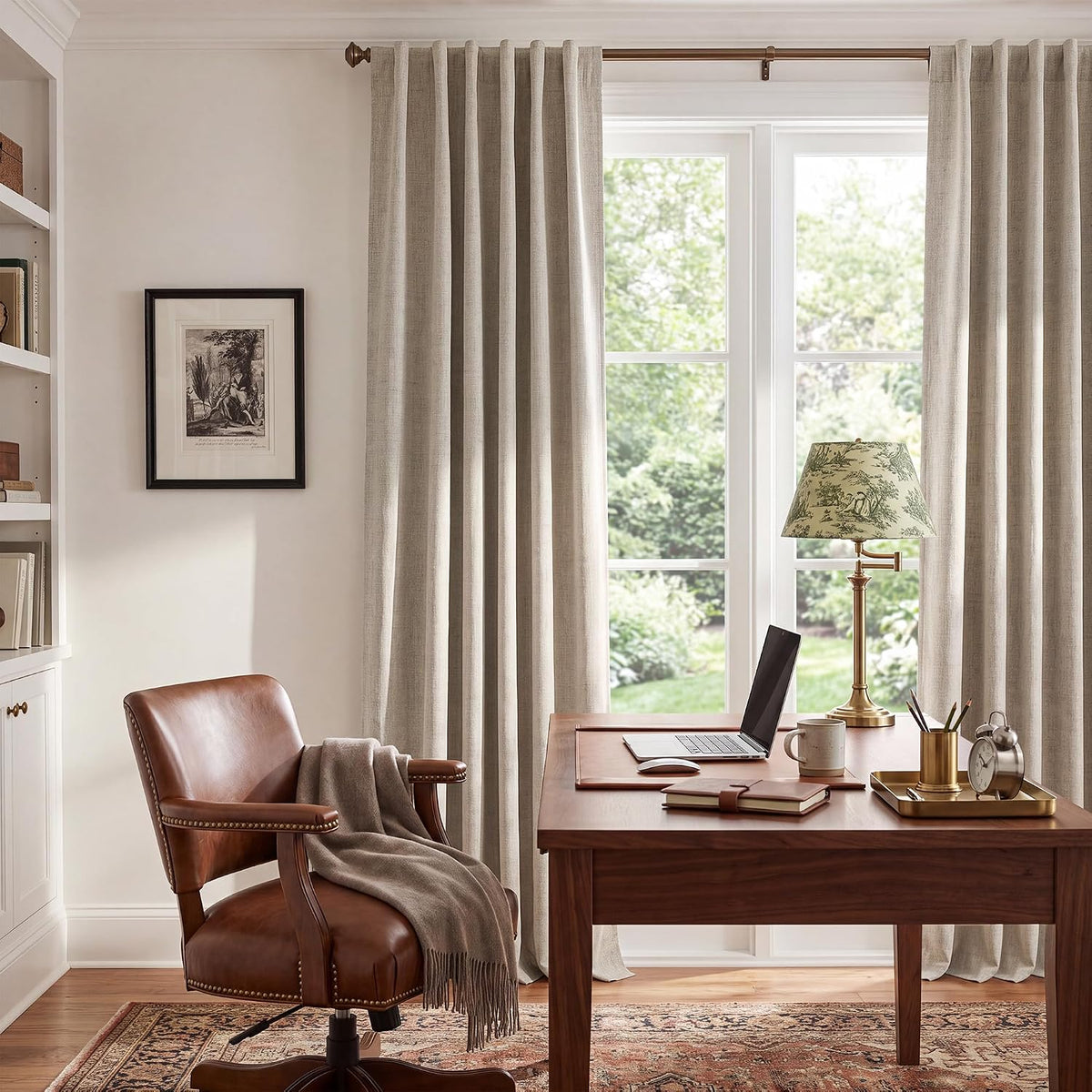 NICETOWN Cortinas de lino 100% opacas de 78 pulgadas de largo, 2 paneles
