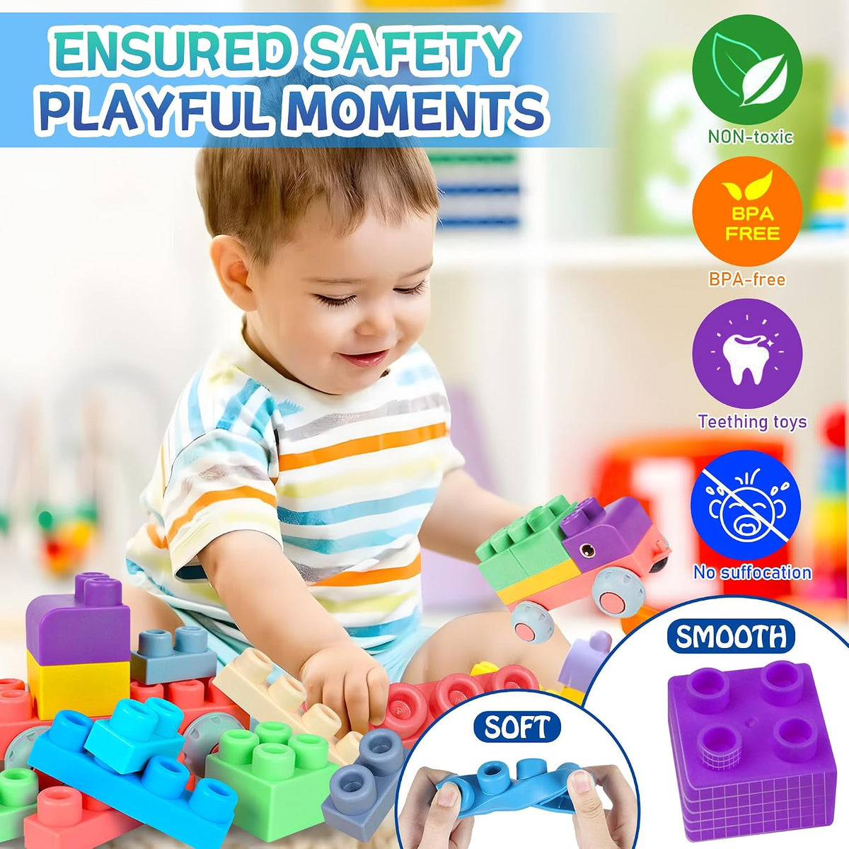 Bloques de construcción suaves para niños pequeños, 40 unidades de