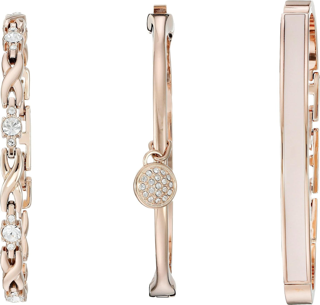 Anne Klein - Juego de reloj tipo pulsera con cristales de primera calidad y pulsera acentuada con cristales para mujer, AK/2238