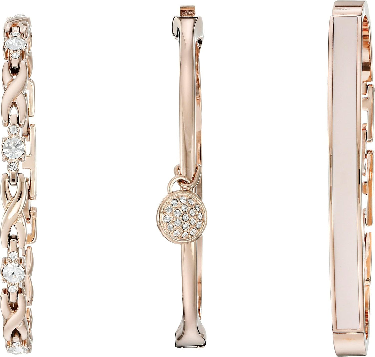 Anne Klein - Juego de reloj tipo pulsera con cristales de primera calidad y pulsera acentuada con cristales para mujer, AK/2238