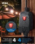 DEWENWILS - Regulador de intensidad para exteriores, para cadena de luces, 2 controles remotos, enchufe regulable