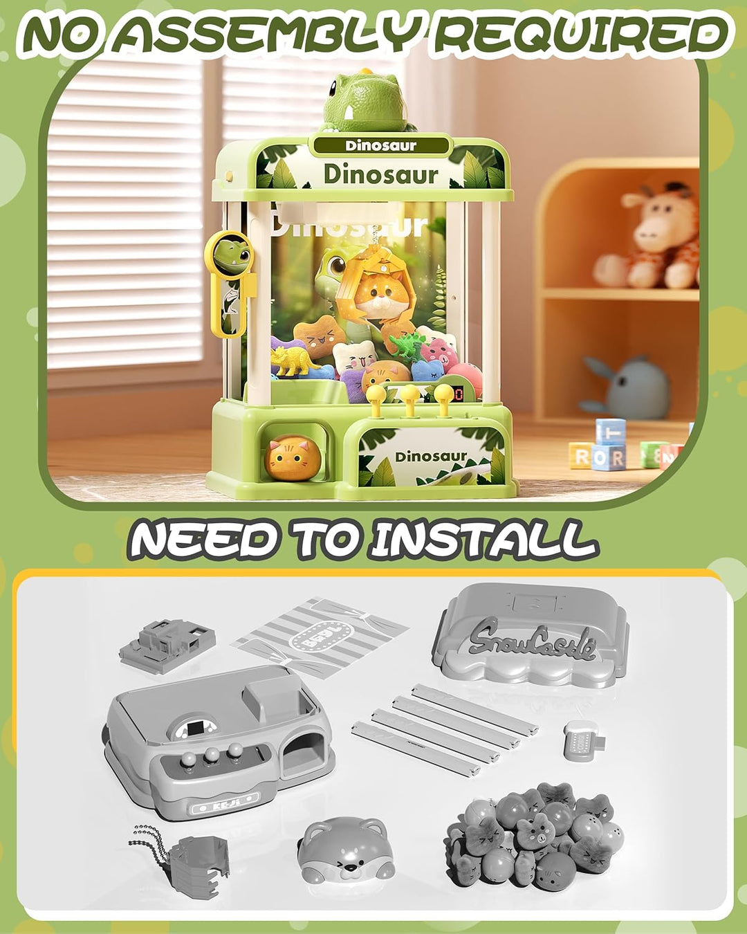 STACTCUTE 78 piezas máquina de garras de dinosaurio para niños, min...