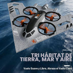 Drone RC 3 en 1 para Land Sea Air, avión de control remoto H20 con luces frías, giro de 360°, 3 modos de conducción y protección contra colisiones, juguete de espuma RC Drone regalo para niño y niña, plateado