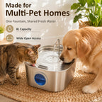 Fuente de agua para perros grandes, cuenco de acero inoxidable para perros