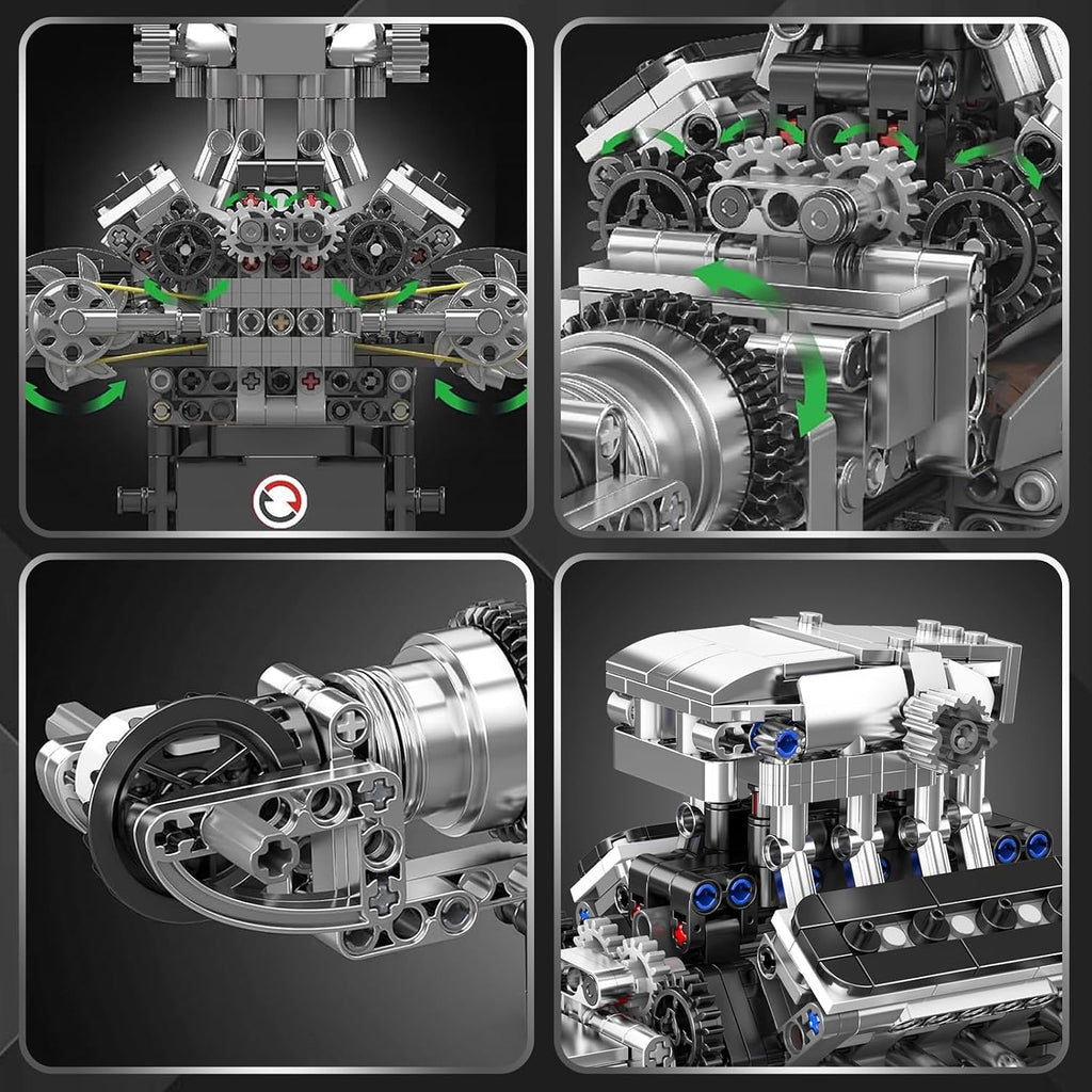 Mould King Supercar V8 - Juego de bloques de construcción de motor que funciona, kit de construcción de modelos de ingeniería MOC para adultos mayores de 14 años