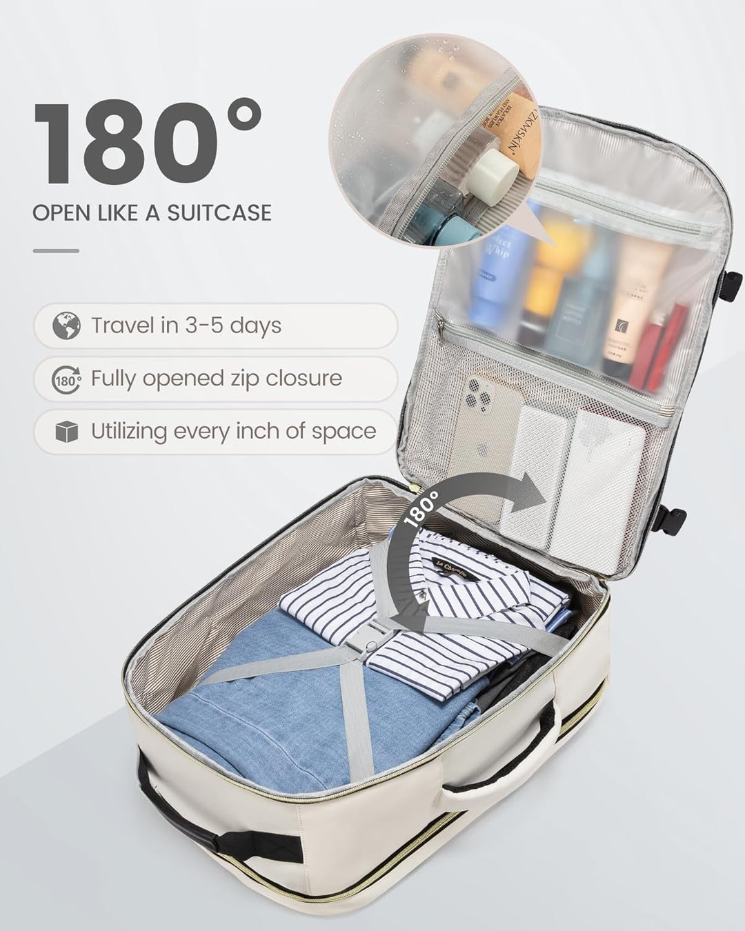 LOVEVOOK Mochila de viaje para mujeres y hombres, 40L, aprobada por...