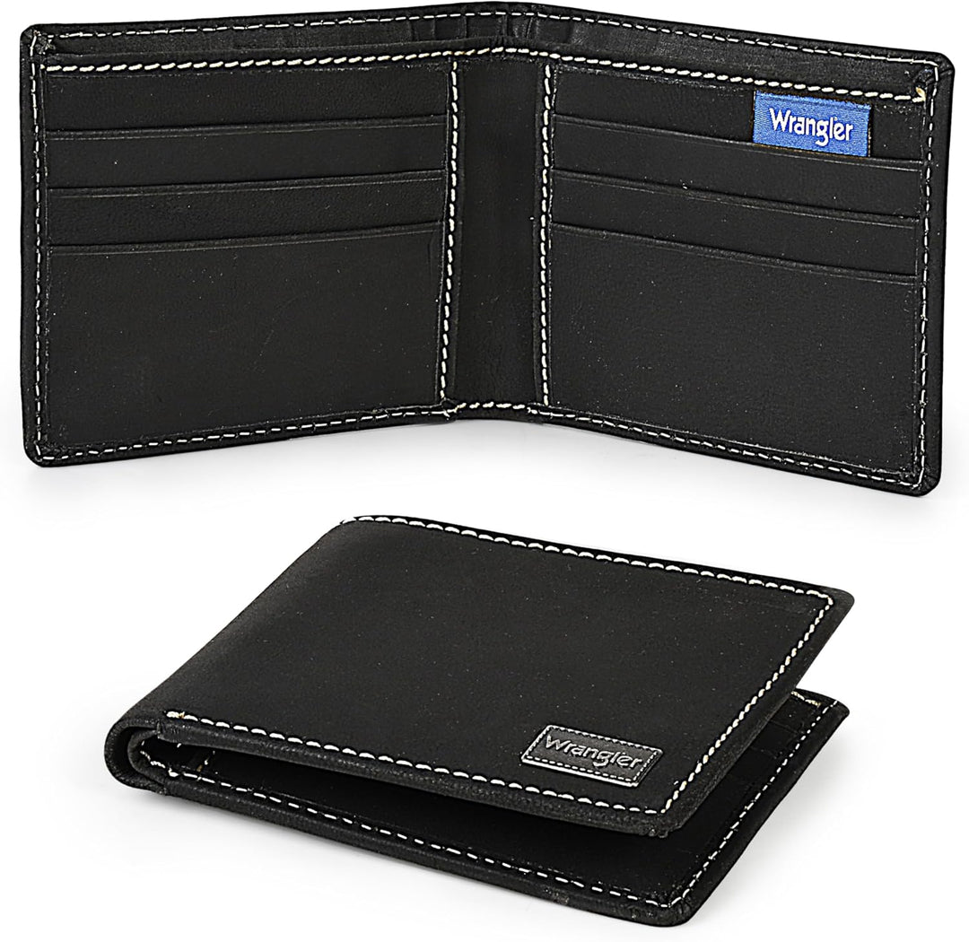 Wrangler Billetera bifold para hombre, piel auténtica, regalo para...