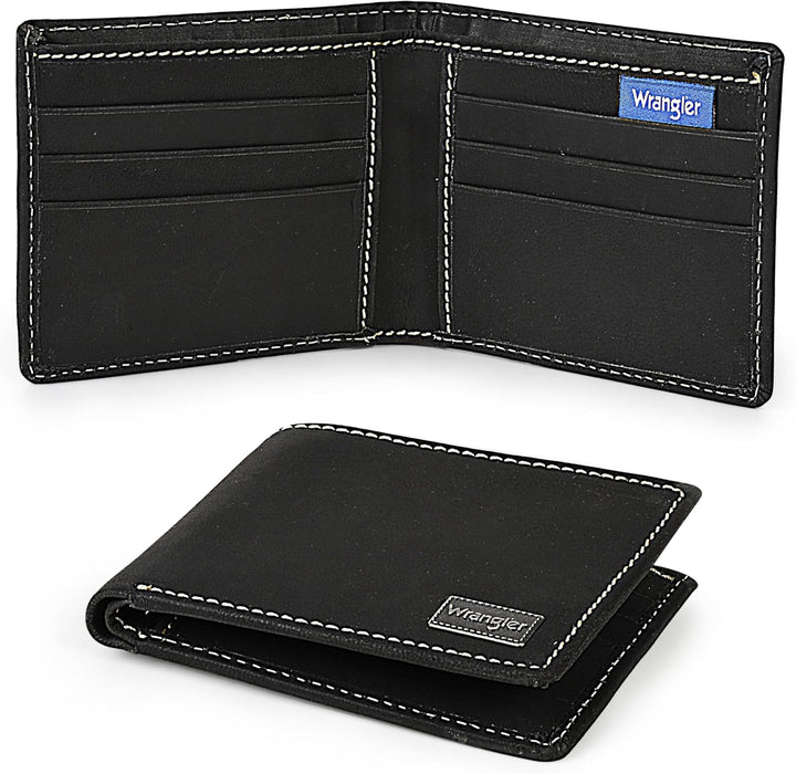 Wrangler Billetera bifold para hombre, piel auténtica, regalo para...
