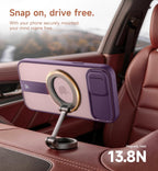 SURITCH Funda para iPhone 15, compatible con MagSafe, soporte integrado y cubierta de cámara y parte trasera translúcida, funda protectora resistente a prueba de golpes de 6.1 pulgadas, morado