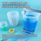 Juego de tazas medidoras de resina de silicona de 1 litro para suministros de resina, marcas fáciles de leer, taza grande de 32 onzas, tazas de silicona reutilizables gruesas de 500, 250 y 3.4 fl oz para mezcla de epoxi, fabricación de joyas