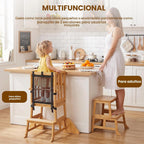 COSYLAND Taburete de cocina de madera para niños pequeños