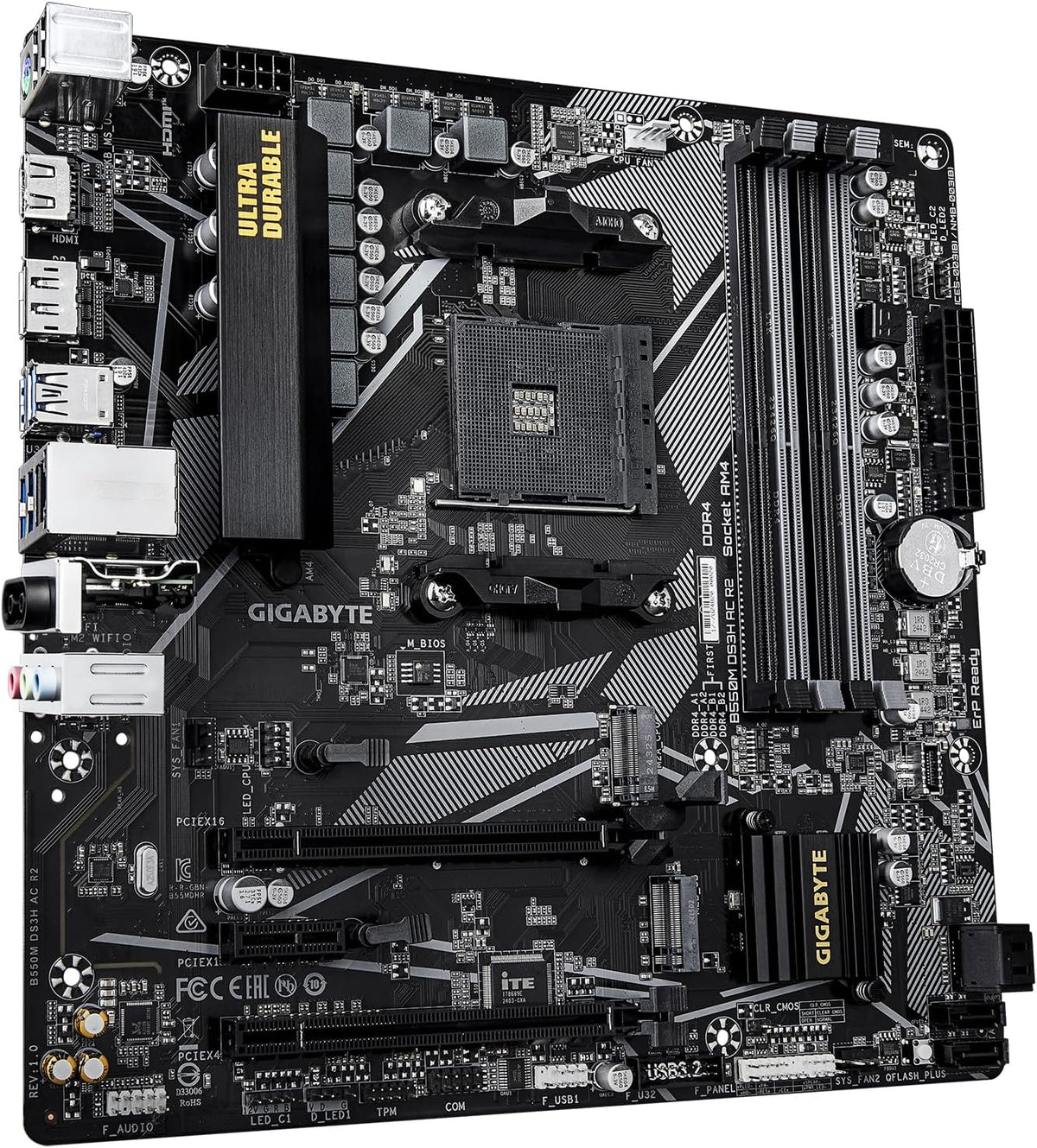 GIGABYTE Placa base B550M DS3H AC R2 AMD AM4, Micro-ATX, DDR4, Dual...