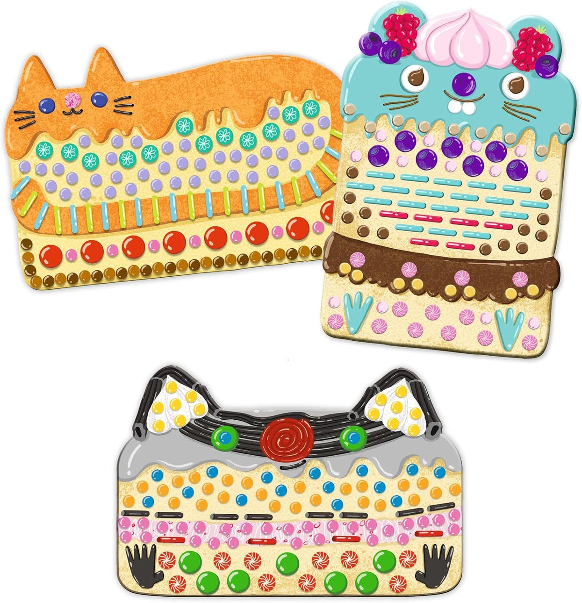 DJECO LPA Cakes & Sweets Collages Kit de mosaico – Crea tu propia chispa con purpurina para el hogar – Divertido y creativo para familiares y amigos, niños y niñas, educativo, kit de manualidades de