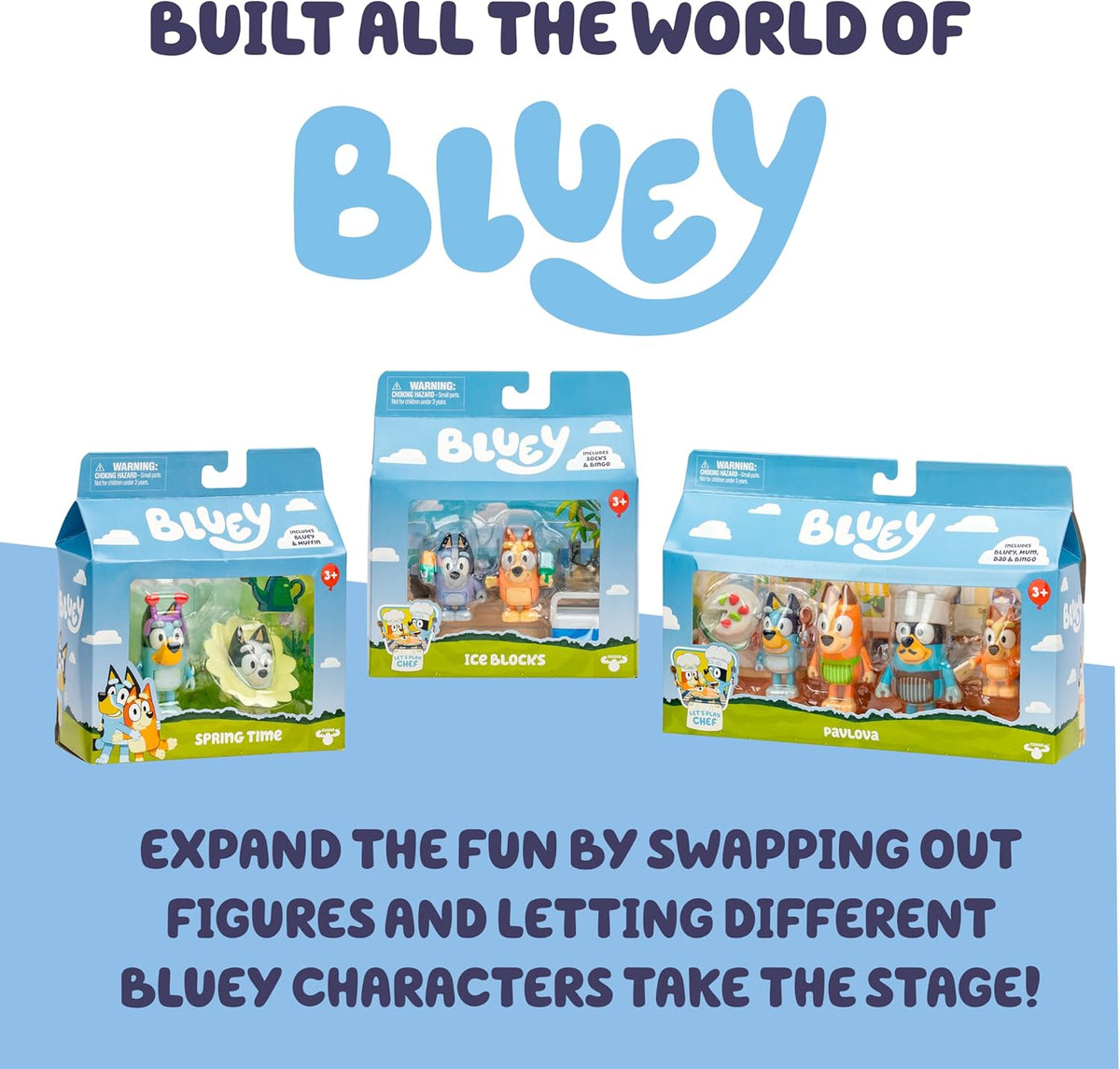Bluey Escape Coche de juguete convertible, 4 figuras y 9 accesorios