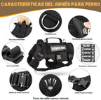 Arnés de chaleco de servicio para perros grandes, chaleco táctico MOLLE de trabajo con 10 parches para mascotas, arnés resistente sin tirones para entrenar y caminar