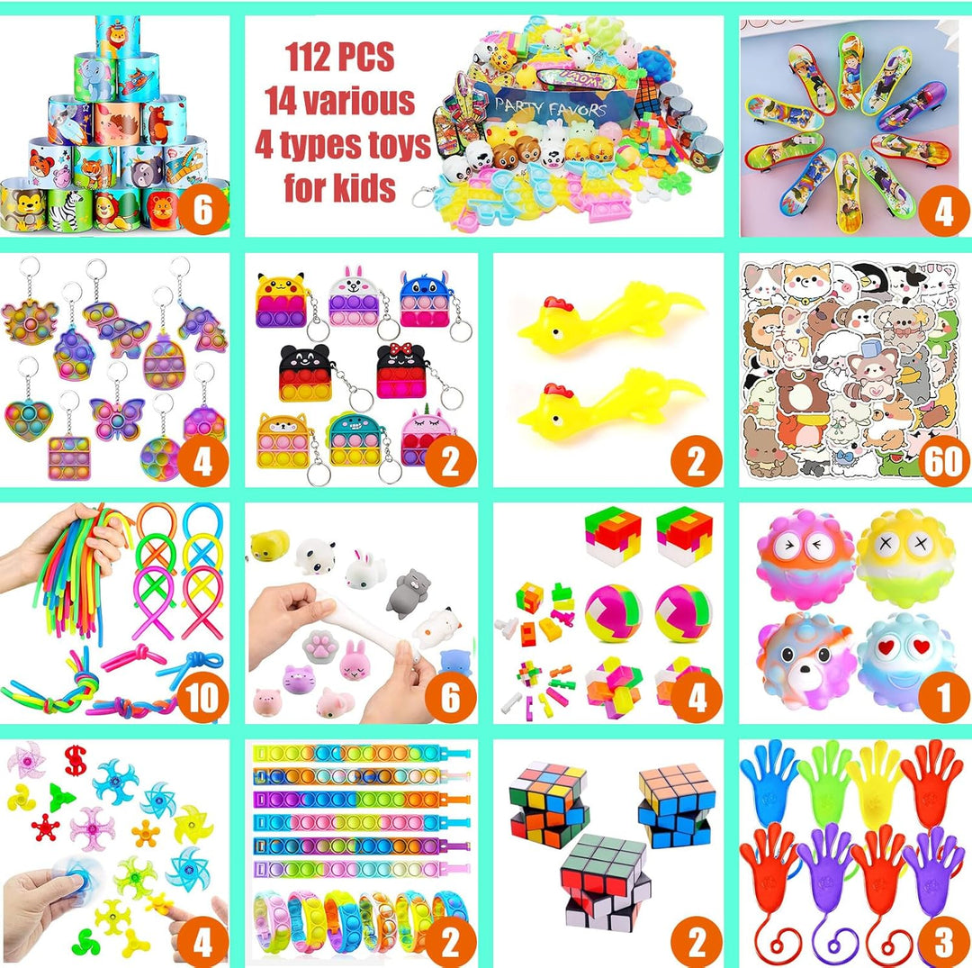 112 juguetes Pop Party Favors para niños, juguetes antiestrés de pr...