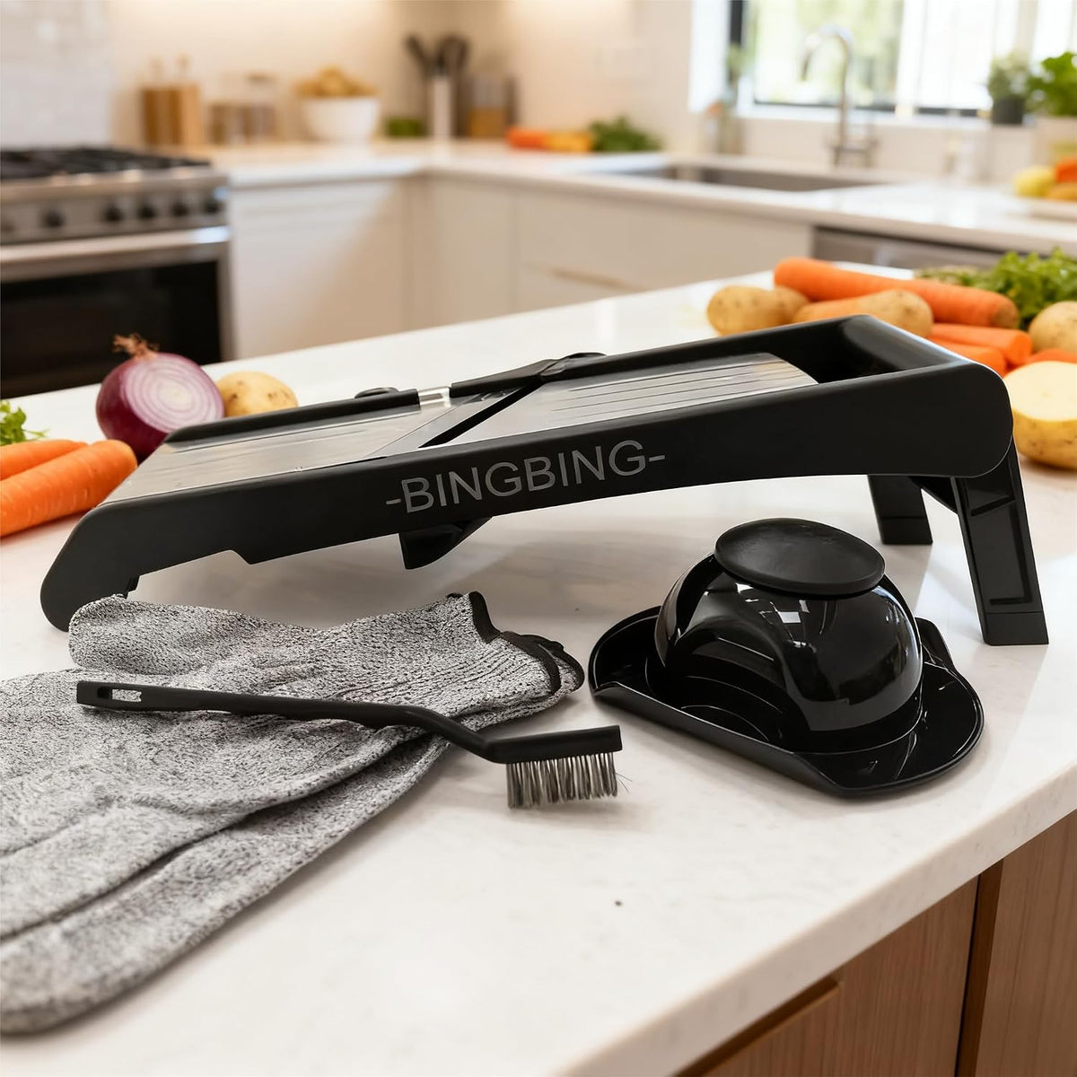 BINGBING- Mandoline Slicer para Kitchen, 7-en-1 Adjustable Vegetable Slicer