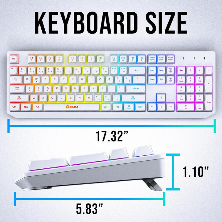 Teclado inalámbrico KLIM Chroma Blanco \u2013 Retroiluminación RGB,...