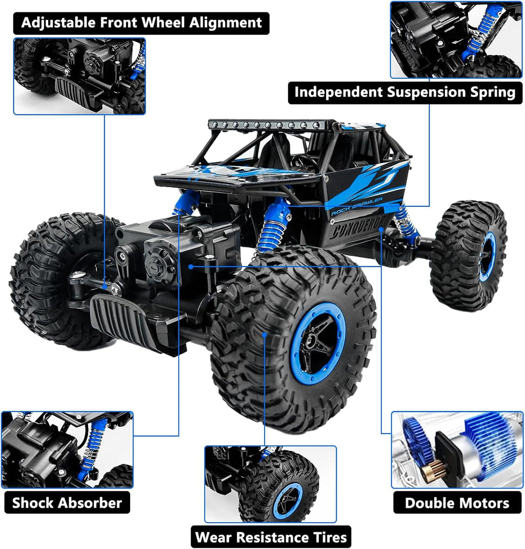 Coche RC Rock Crawler Cheerwing, escala 1:18, control remoto 2.4 GHz, camión monstruo 4x4 todoterreno, Azul