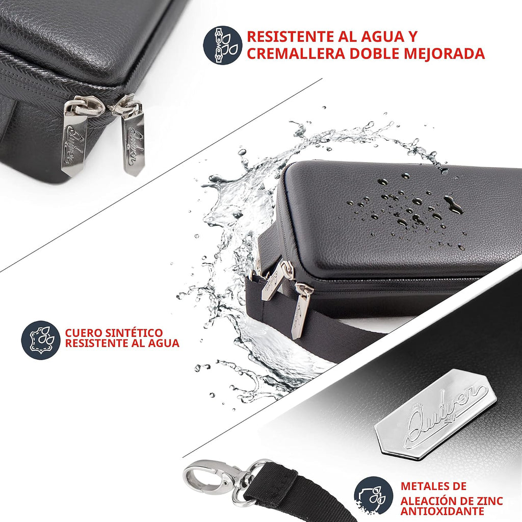 Funda Negra para Cartas de Quiver - Estuche para Baraja de TCG, Bolsa para Cartas de Juego (+ Correa para Muñeca y Hombro, Separadores, Dividers, Almohadillas para Esquinas + 100 Fundas