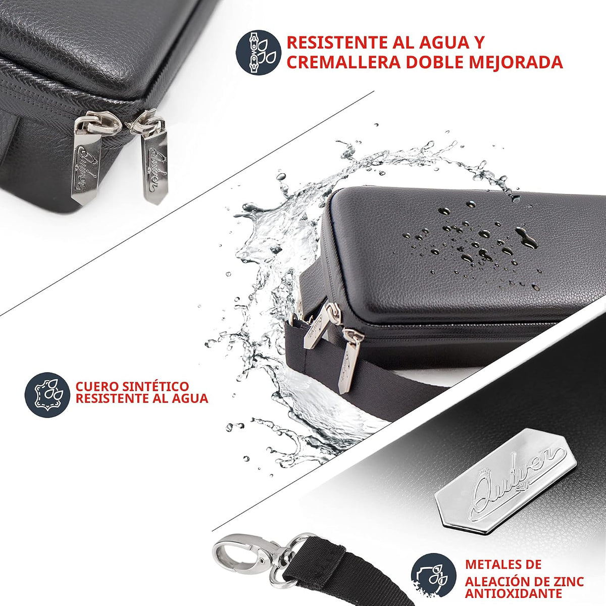 Funda Negra para Cartas de Quiver - Estuche para Baraja de TCG, Bolsa para Cartas de Juego (+ Correa para Muñeca y Hombro, Separadores, Dividers, Almohadillas para Esquinas + 100 Fundas