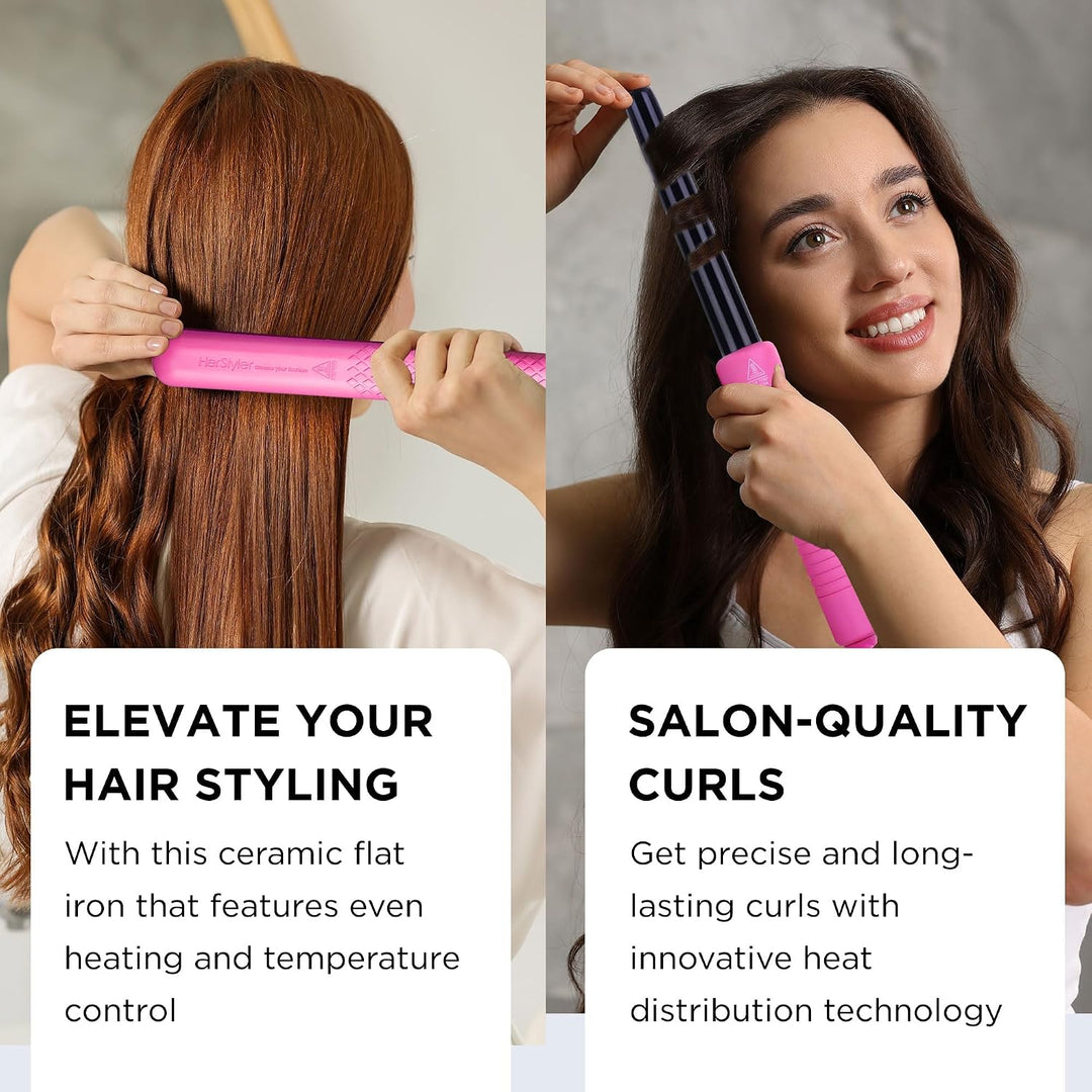 HerStyler Combo de alisador de pelo \u2013 Mini plancha plana, alis...
